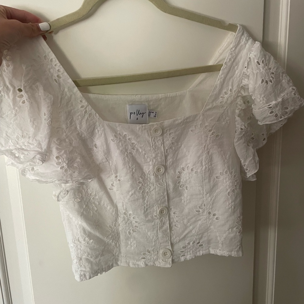 Princess Polly White Ruffle Top